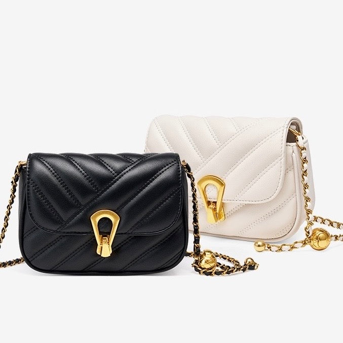 Damen-Umhängetasche aus echtem Leder mit Kette – 2025 Summer Luxe Edition 