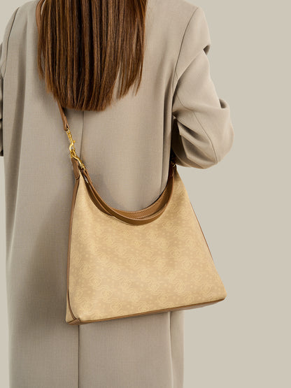 Exquisite Vintage Cloud Motif Vegan Eco-Leather Hobo Bag
