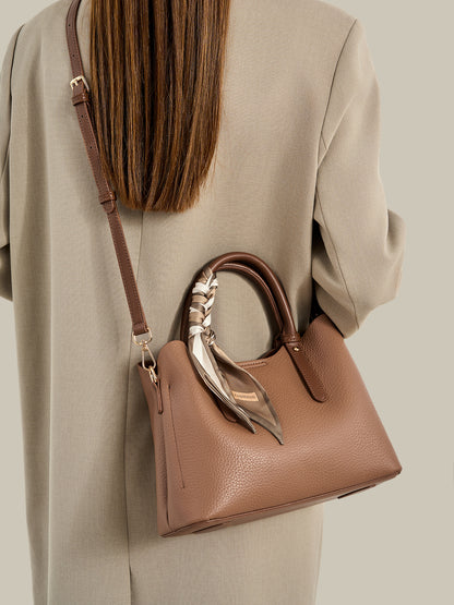 Elegant Brown Pebbled Vegan Eco-Leather Crossbody Clutch Bag