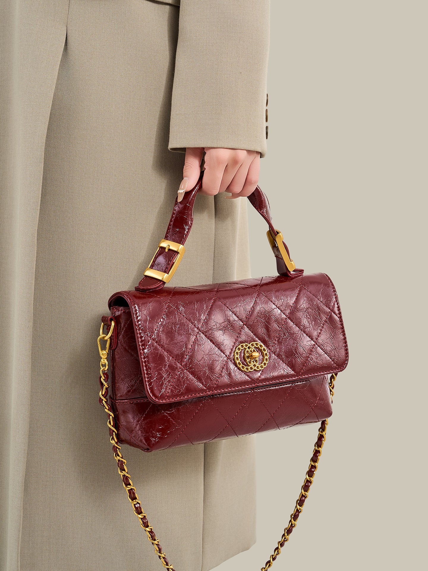Radiant Quilted Vegan Eco-Leather Satchel Crossbody Bag