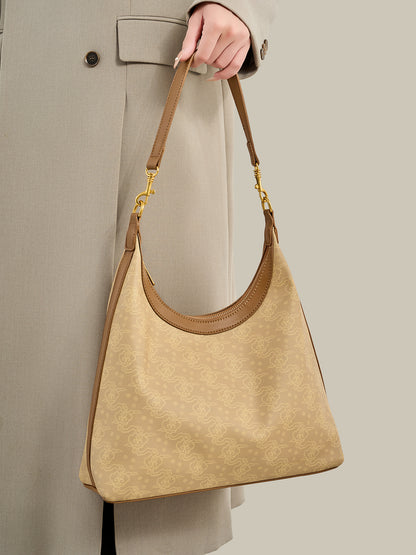 Exquisite Vintage Cloud Motif Vegan Eco-Leather Hobo Bag