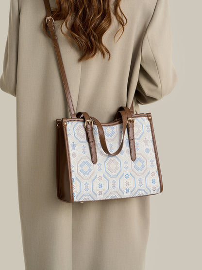 Graceful Geometric Vegan Eco-Leather Tote Clutch Bag