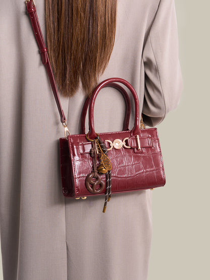 Exquisite Glossy Croc Embossed Vegan Eco-Leather Clutch Bag with Chic Charm