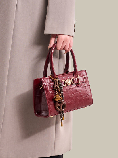 Exquisite Glossy Croc Embossed Vegan Eco-Leather Clutch Bag with Chic Charm