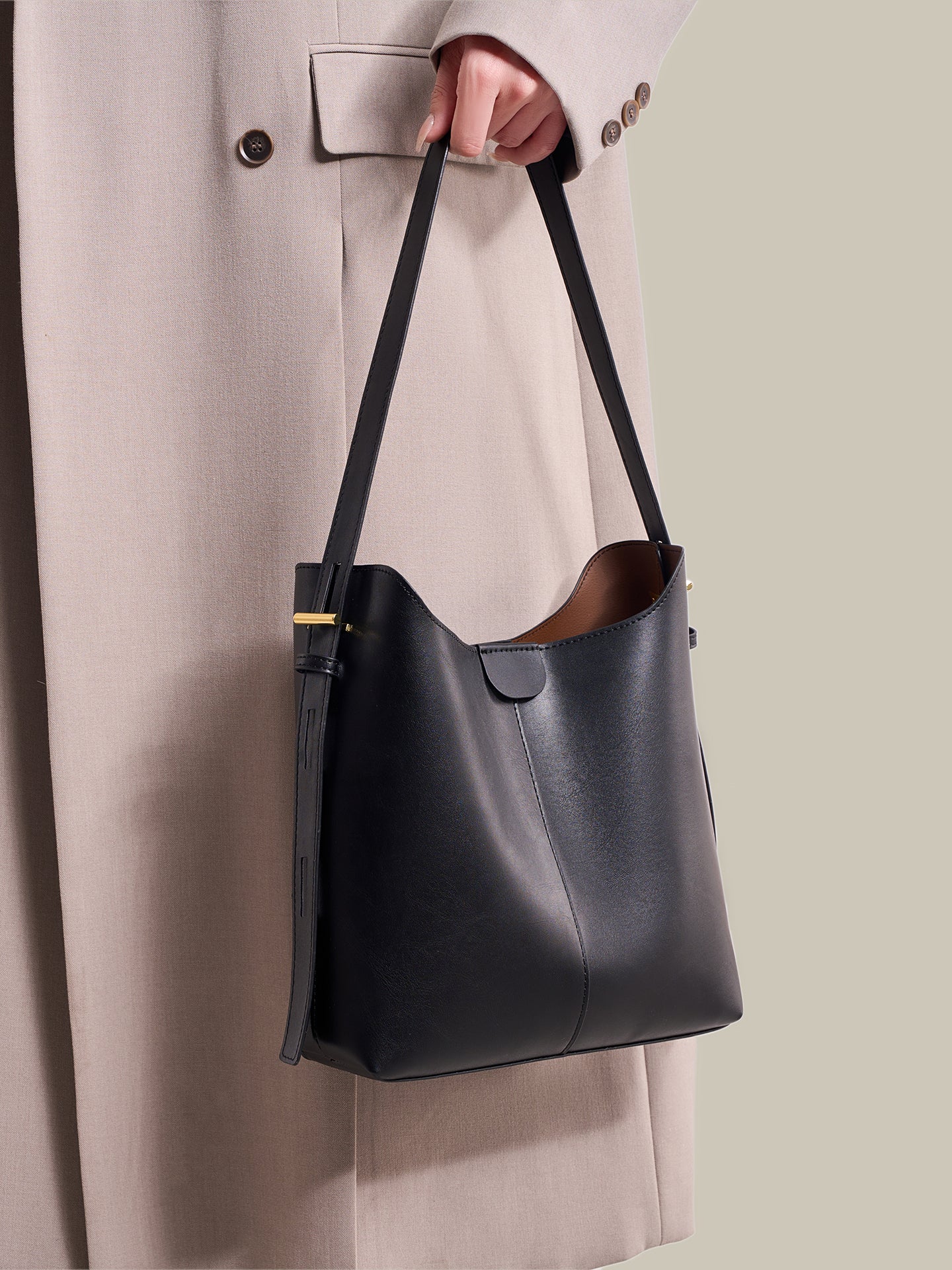Classic Minimalist Vegan Eco-Leather Hobo Tote Clutch Bag