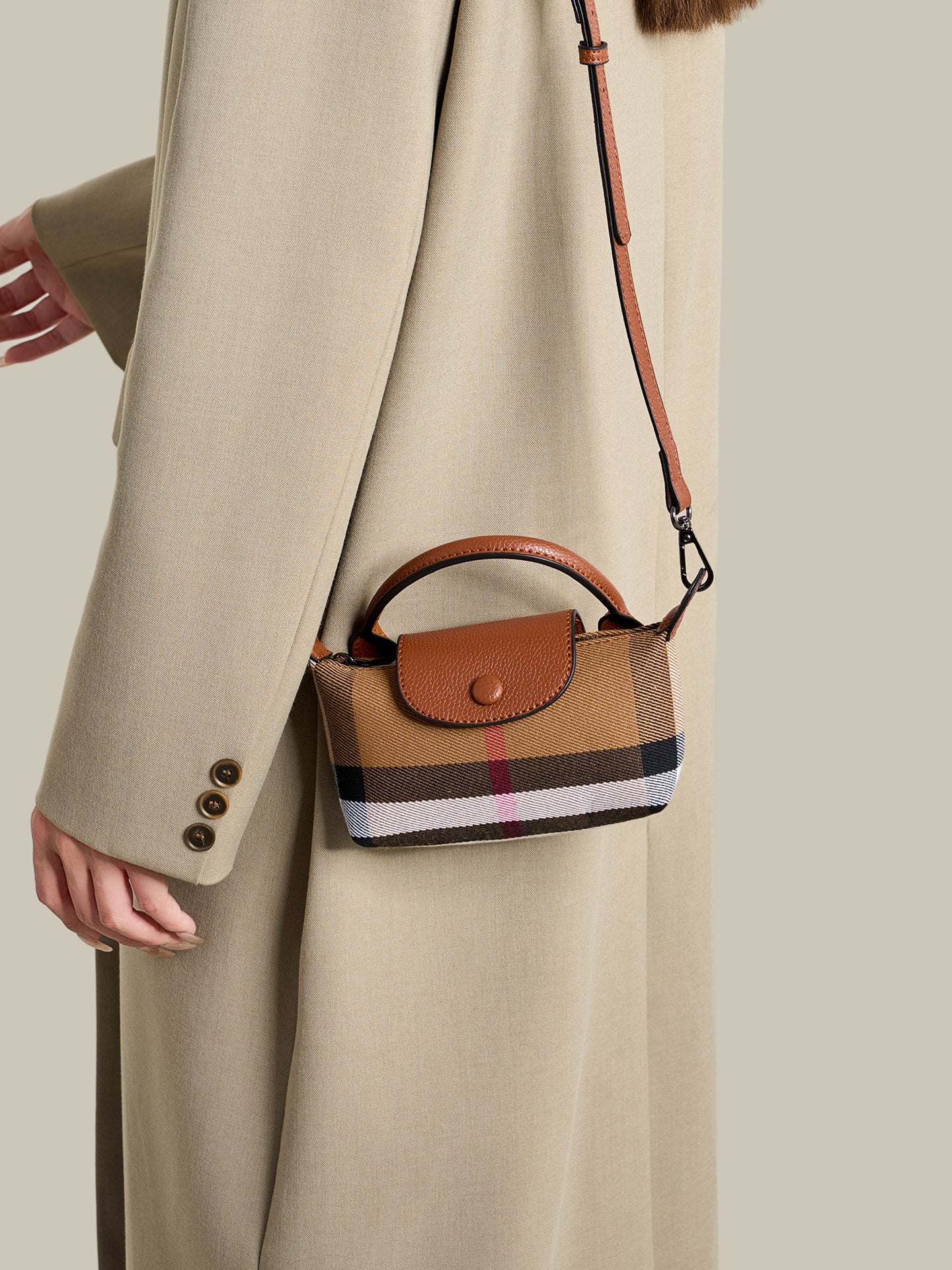 Vintage Plaid Vegan Eco-Leather Mini Clutch Bag