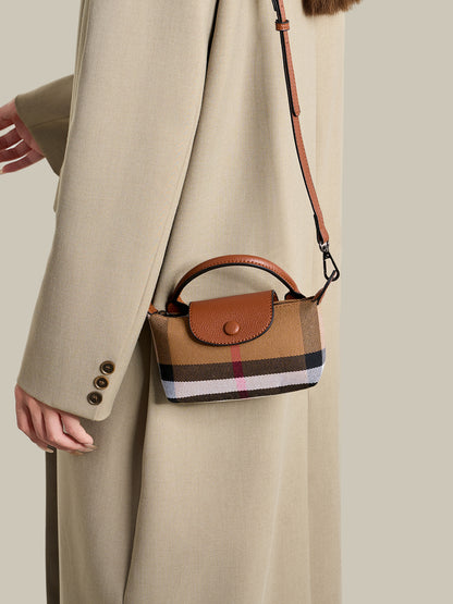 Vintage Plaid Vegan Eco-Leather Mini Clutch Bag