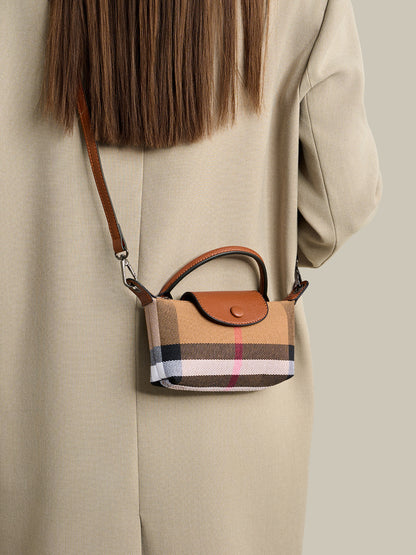 Vintage Plaid Vegan Eco-Leather Mini Clutch Bag