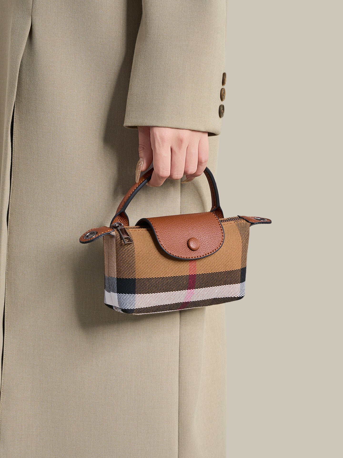 Vintage Plaid Vegan Eco-Leather Mini Clutch Bag