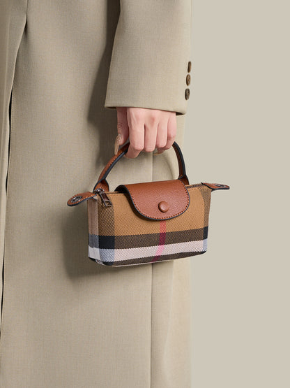 Vintage Plaid Vegan Eco-Leather Mini Clutch Bag