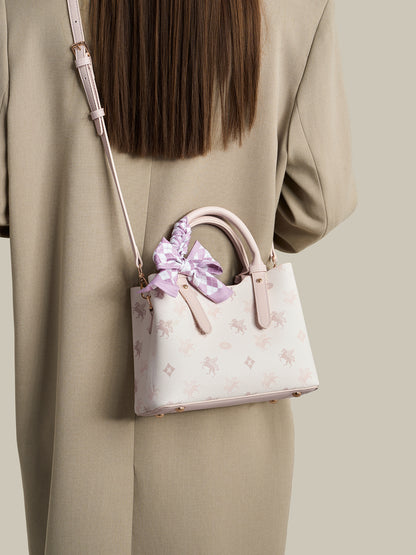 Gentle Pegasus Print Vegan Eco-Leather Clutch Bag With Silk Scarf