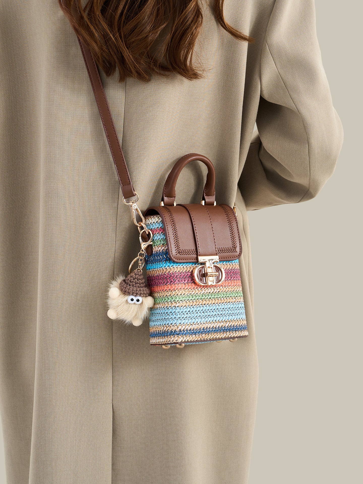 Artisan Multicolored Woven Vegan Eco-leather Mini Clutch Phone Bag