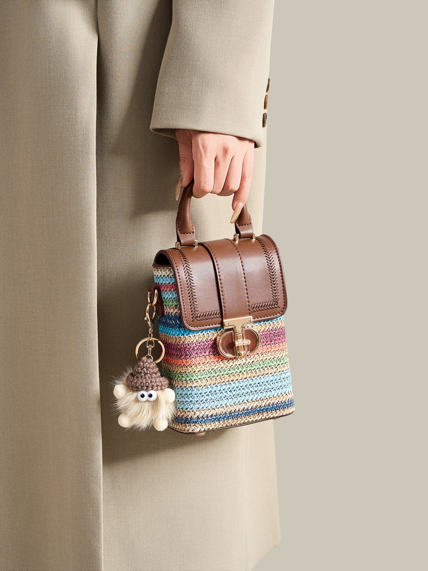 Artisan Multicolored Woven Vegan Eco-leather Mini Clutch Phone Bag