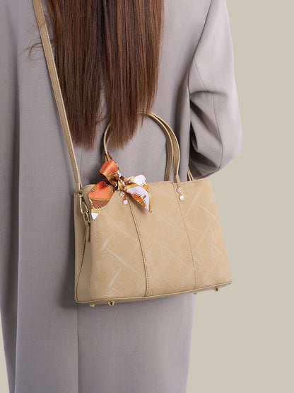 Timeless Vegan Eco-Leather Clutch Bag with Silk Scarf Charm