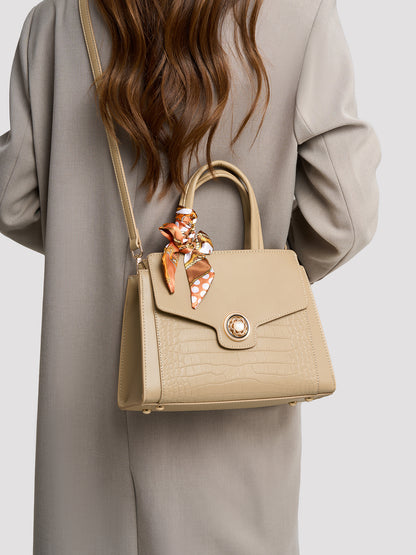 Sophisticated Croc Embossed Vegan Eco-Leather Satchel Clutch Bag
