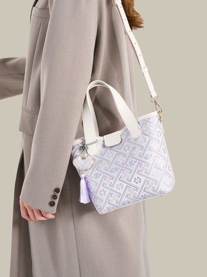 Serene Vegan Eco-Leather Mini Tote Bag with Detachable Mini Pouch