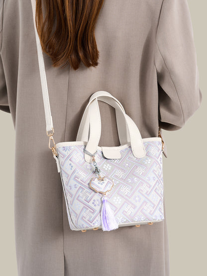 Serene Vegan Eco-Leather Mini Tote Bag with Detachable Mini Pouch