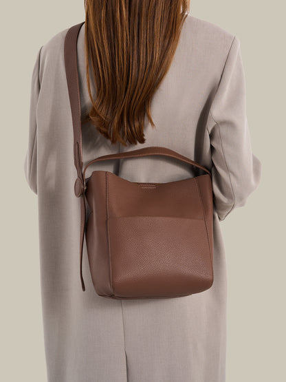 Supple Pebbled Vegan Eco-Leather Bucket Clutch Bag