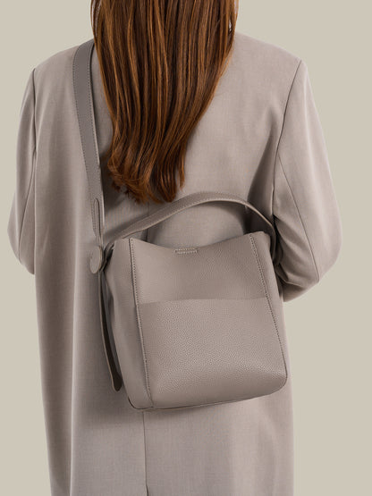 Supple Pebbled Vegan Eco-Leather Bucket Clutch Bag