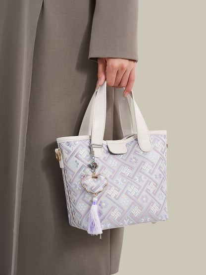 Serene Vegan Eco-Leather Mini Tote Bag with Detachable Mini Pouch
