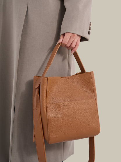 Supple Pebbled Vegan Eco-Leather Bucket Clutch Bag