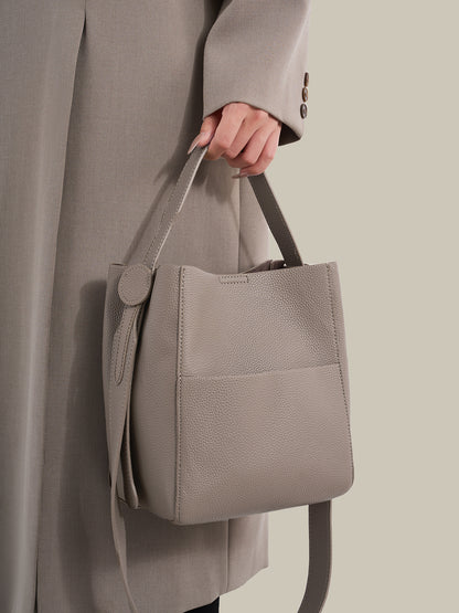Supple Pebbled Vegan Eco-Leather Bucket Clutch Bag