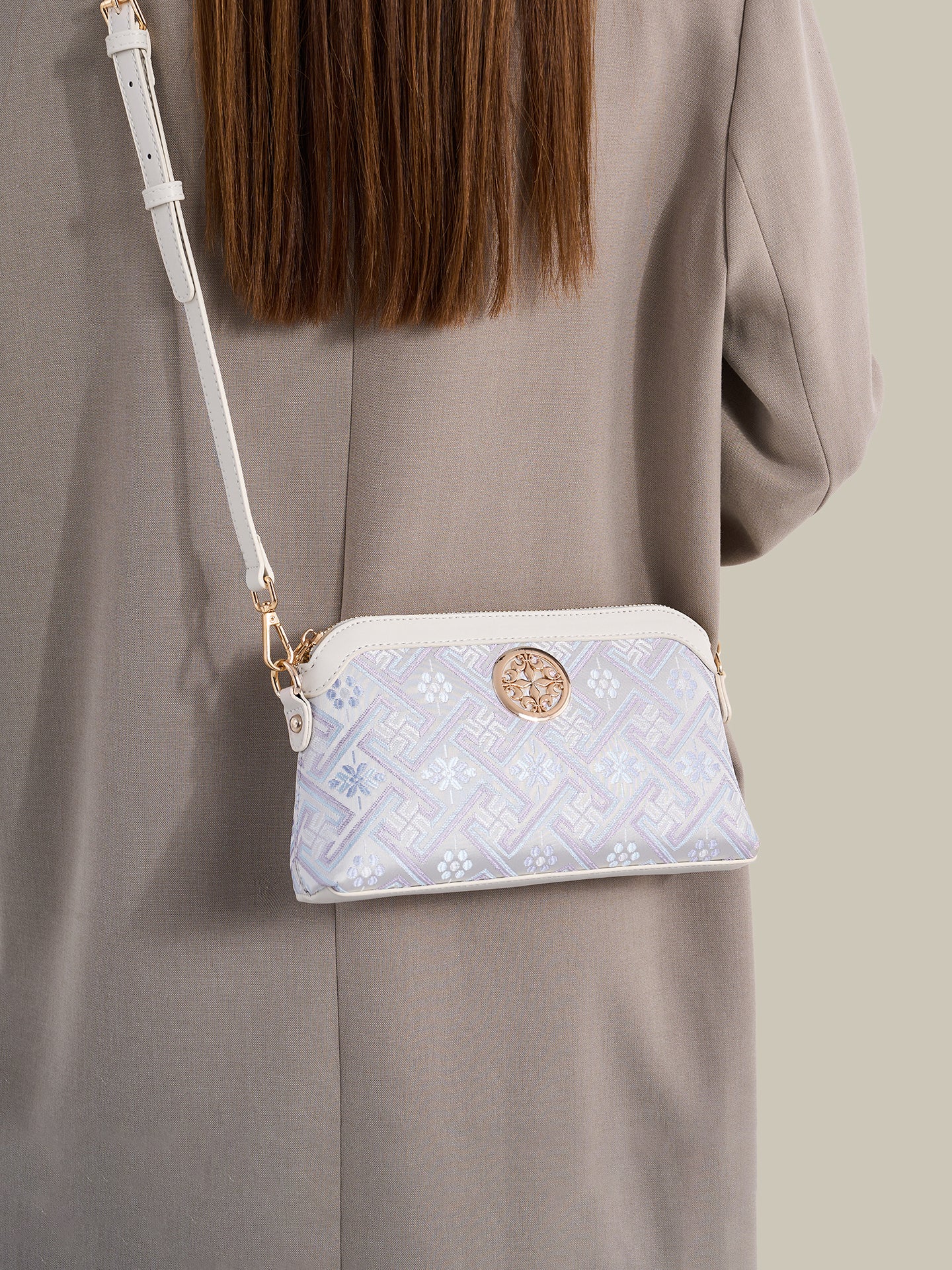 Ethereal Brocade Vegan Eco-Leather Clutch Bag