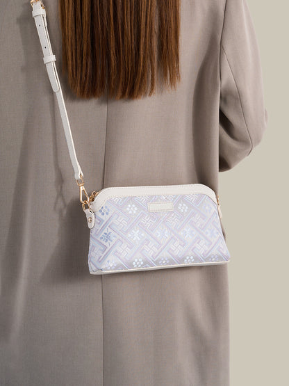 Pastel Oriental Jacquard Vegan Eco-Leather Mini Clutch Bag
