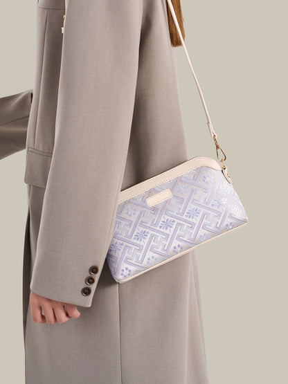 Pastel Oriental Jacquard Vegan Eco-Leather Mini Clutch Bag