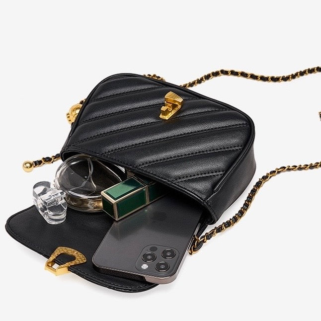 Damen-Umhängetasche aus echtem Leder mit Kette – 2025 Summer Luxe Edition 
