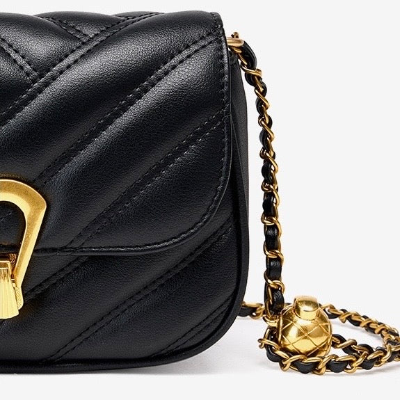 Damen-Umhängetasche aus echtem Leder mit Kette – 2025 Summer Luxe Edition 