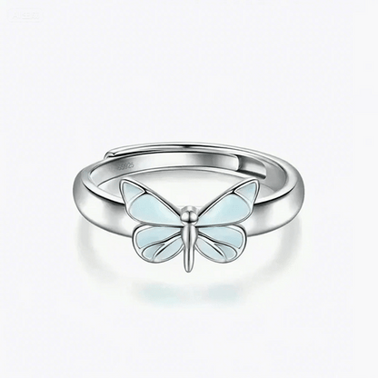 Luminous Dream Blue Butterfly Ring