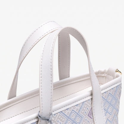 Serene Oriental Brocade Vegan Eco-Leather Mini Tote Clutch Bag with Tassel Charm