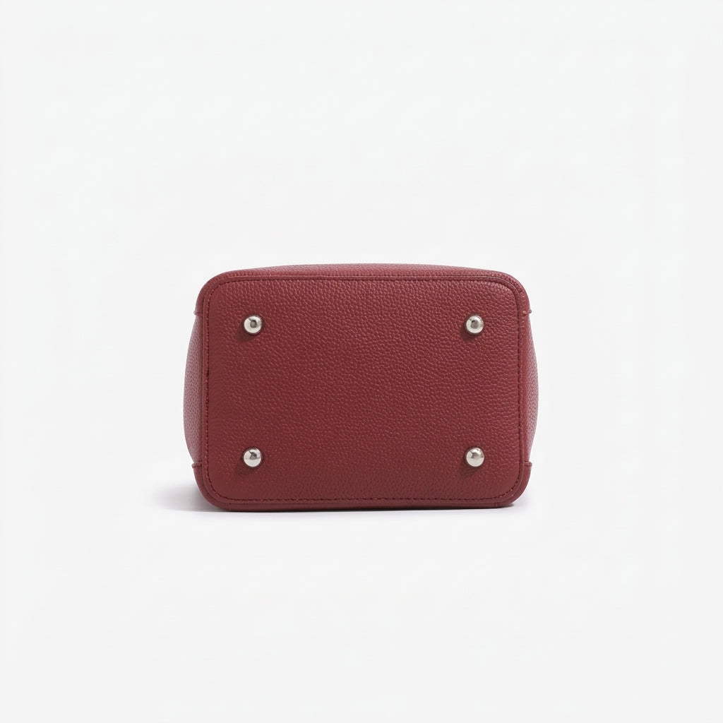 Minimalist Vegan Eco-Leather Mini Bucket Clutch Bag with Lovely Dog Charm