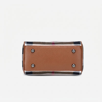 Sac pochette Boston emblématique en cuir écologique vegan à carreaux britanniques
