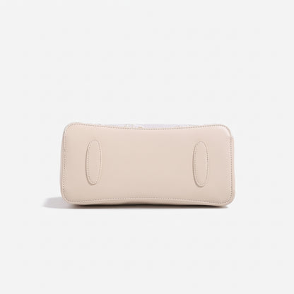 Geantă clutch sofisticată din piele ecologică vegană cu jacard oriental, cu breloc în formă de frunză