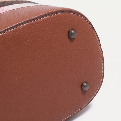 Vintage Plaid Vegan Eco-Leather Bucket Clutch Bag