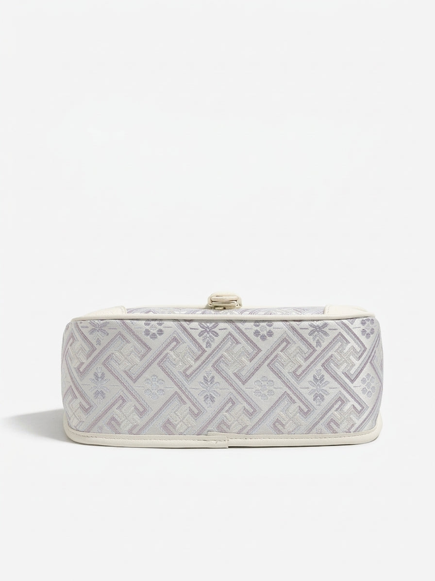 Vintage Jacquard Embroidery Vegan Eco-Leather Flap Clutch Bag