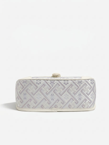 Vintage Jacquard Embroidery Vegan Eco-Leather Flap Clutch Bag