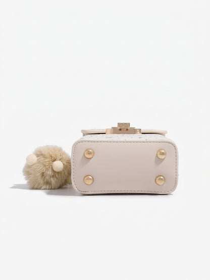 Romantic Star Vegan Eco-Leather Flap Mini Phone Handbag with Fluffy Charm