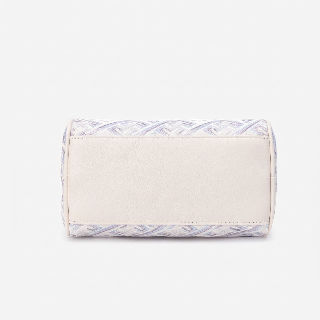 Refined Oriental Brocade Motif Vegan Eco-Leather Boston Clutch Bag