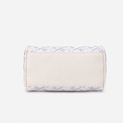 Refined Oriental Brocade Motif Vegan Eco-Leather Boston Clutch Bag