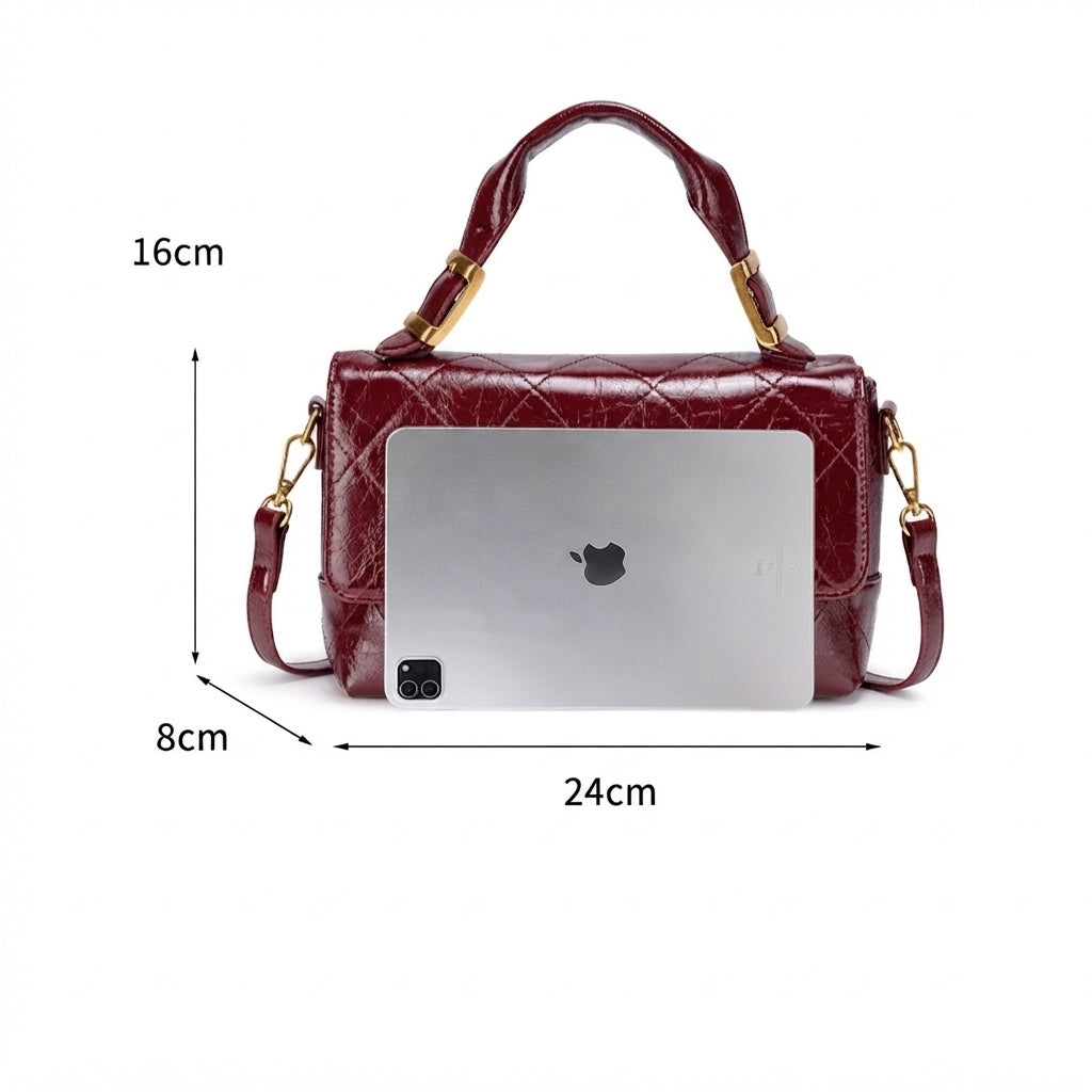 Radiant Quilted Vegan Eco-Leather Satchel Crossbody Bag