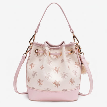 Ätherische Pegasus-Muster vegane Eco-Leder Bucket Clutch Tasche mit hübschem Charm