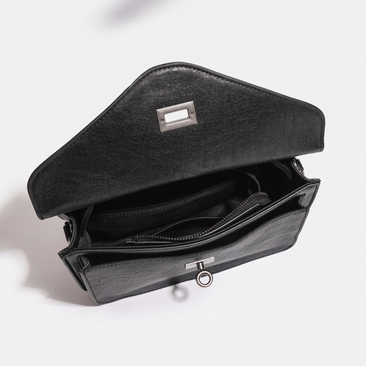 Pochette messenger retrò a busta geometrica in vera pelle
