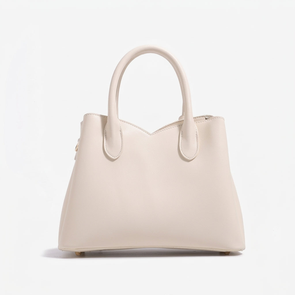 Elegant Flying Crane Motif Vegan Eco-Leather Tote Clutch Bag with Hollow Metal Charm