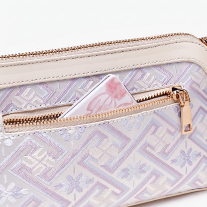 Pastel Oriental Jacquard Vegan Eco-Leather Mini Clutch Bag