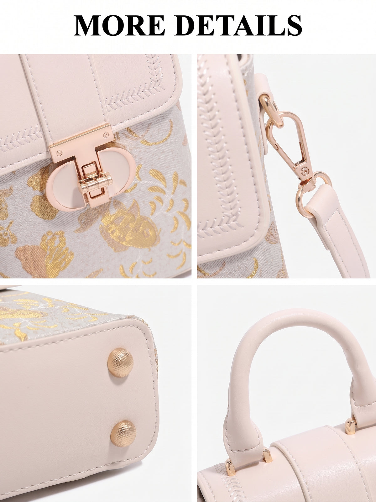 Geantă clutch elegantă mini pentru telefon, cu clapetă, din jacard oriental, cu breloc pufos
