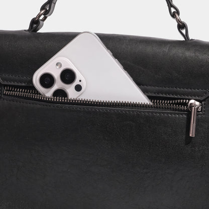 Pochette messenger retrò a busta geometrica in vera pelle