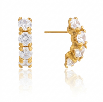 Luxury French Vintage Curved Eternity Climber Earrings